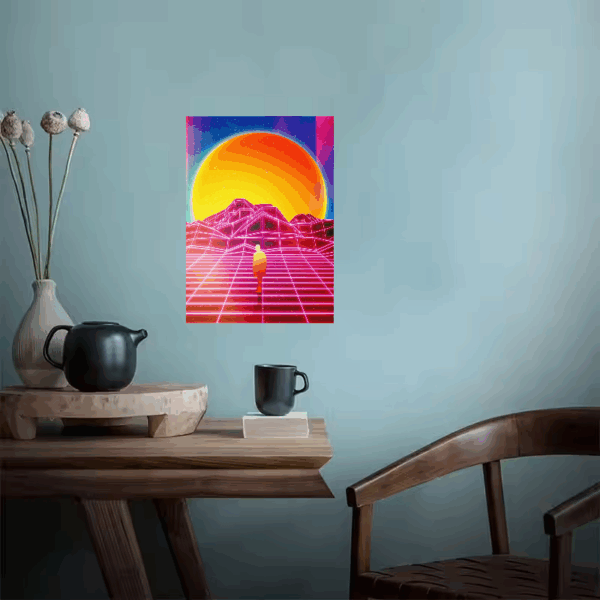 Synthwave Sunrise Dreamscape Retro Aesthetic Poster
