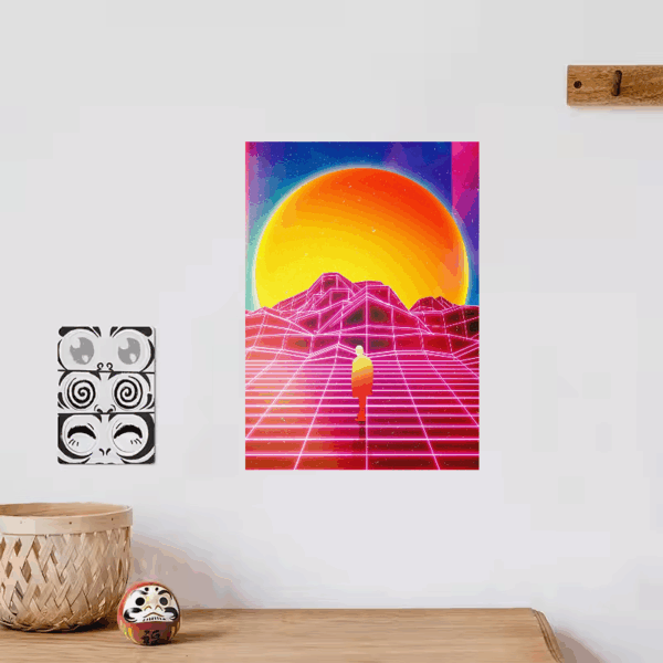 Synthwave Sunrise Dreamscape Retro Aesthetic Poster