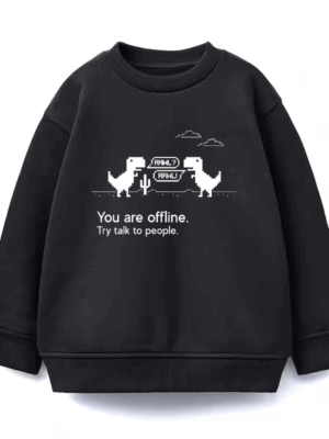 Talk to People Offline Dino Game Mood Crewneck Sweatshirt
