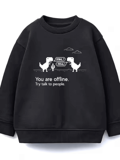Talk to People Offline Dino Game Mood Crewneck Sweatshirt