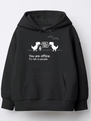 Talk to People Offline Dino Game Mood Hoodie