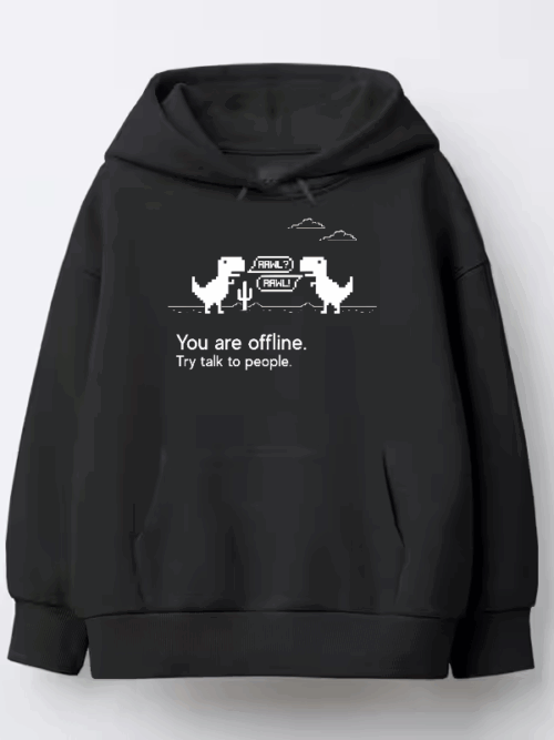 Talk to People Offline Dino Game Mood Hoodie