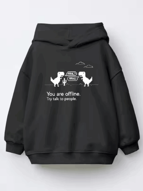 Talk to People Offline Dino Game Mood Kids Hoodie