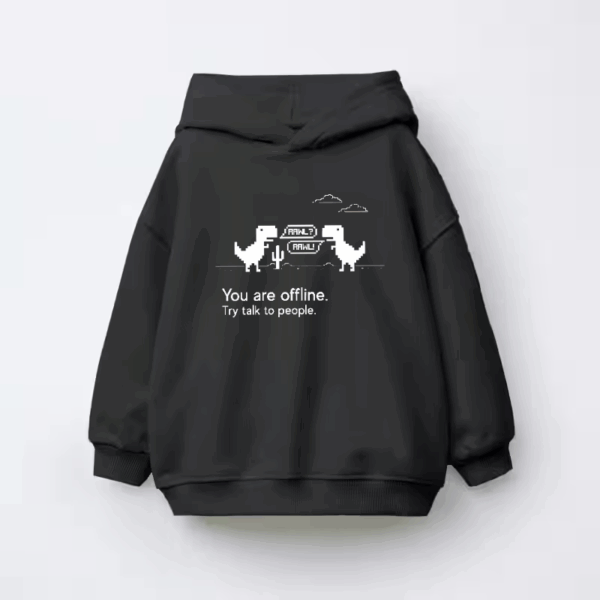 Talk to People Offline Dino Game Mood Kids Hoodie