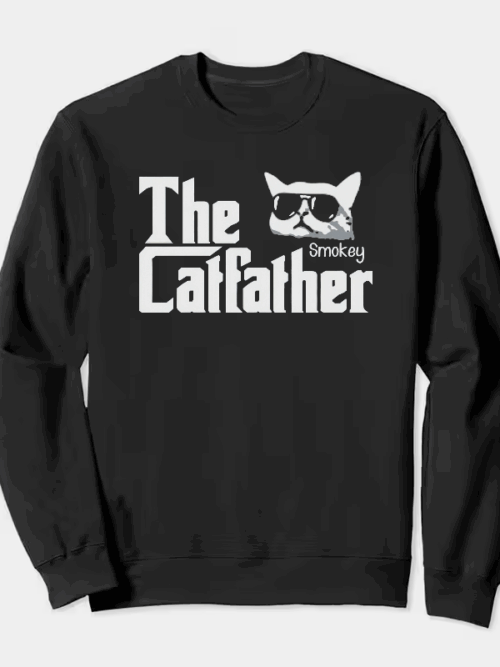 The Smokey Catfather Feline Crime Boss Crewneck Sweatshirt