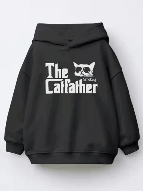 The Smokey Catfather Feline Crime Boss Kids Hoodie
