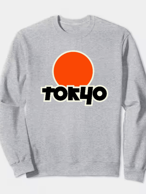 Tokyo Text Japanese Logo Minimal Urban Style Crewneck Sweatshirt