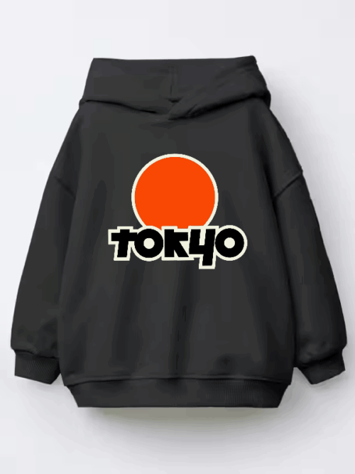 Tokyo Text Japanese Logo Minimal Urban Style Kids Hoodie