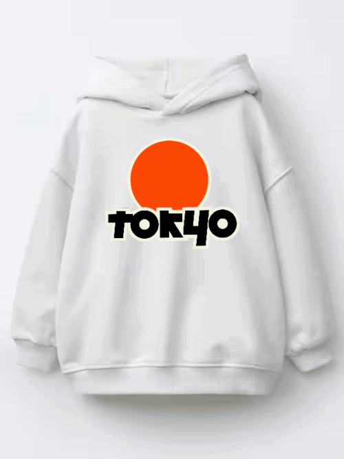 Tokyo Text Japanese Logo Minimal Urban Style Kids Hoodie