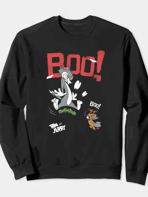 Tom Jerry Spooky Chase Halloween Crewneck Sweatshirt