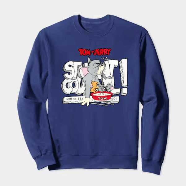 Tom Vs Jerry Slurpy Milk Battle Retro Crewneck Sweatshirt