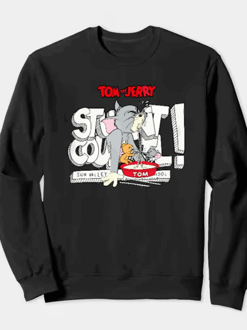 Tom Vs Jerry Slurpy Milk Battle Retro Crewneck Sweatshirt