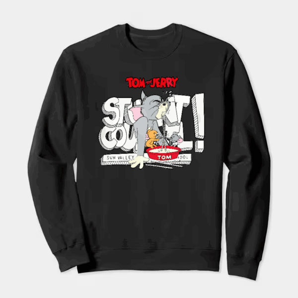 Tom Vs Jerry Slurpy Milk Battle Retro Crewneck Sweatshirt