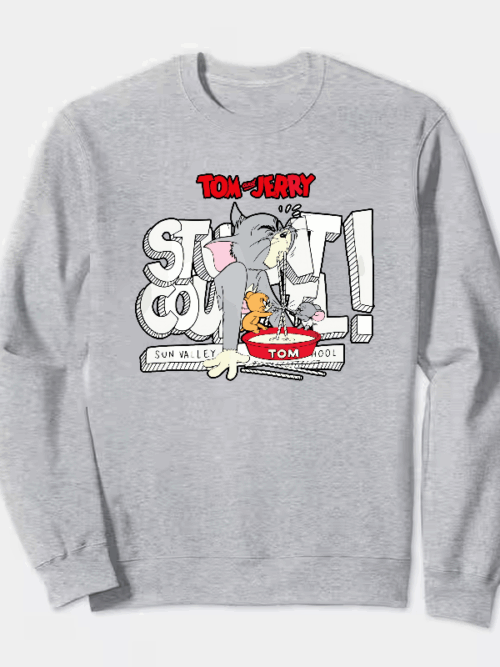 Tom Vs Jerry Slurpy Milk Battle Retro Crewneck Sweatshirt
