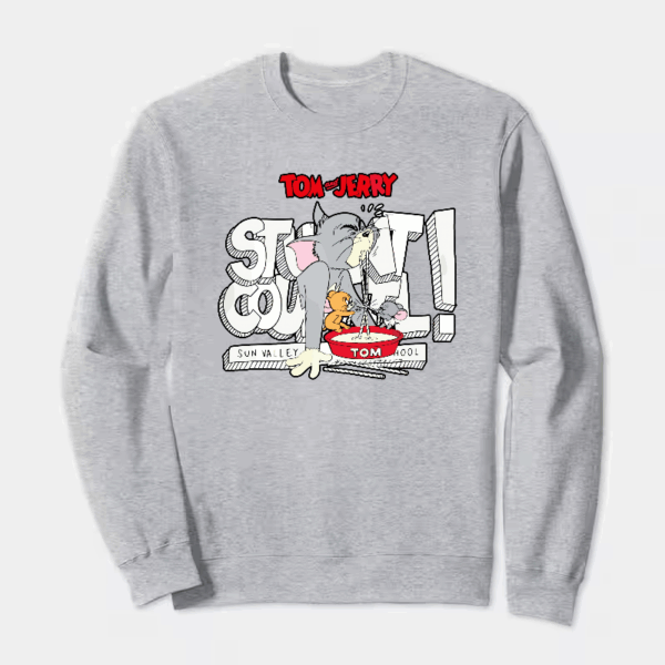 Tom Vs Jerry Slurpy Milk Battle Retro Crewneck Sweatshirt