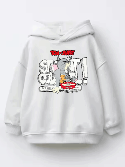 Tom Vs Jerry Slurpy Milk Battle Retro Kids Hoodie