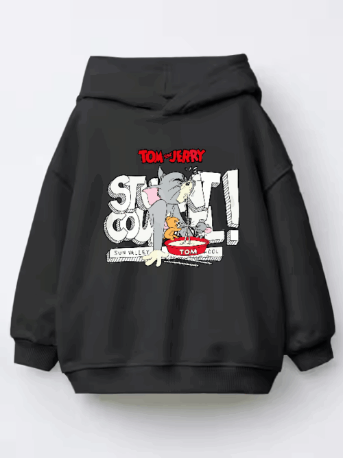 Tom Vs Jerry Slurpy Milk Battle Retro Kids Hoodie