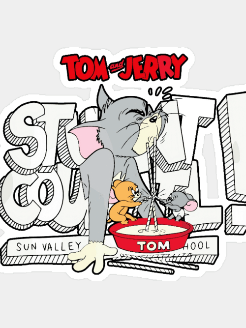 Tom Vs Jerry Slurpy Milk Battle Retro Sticker