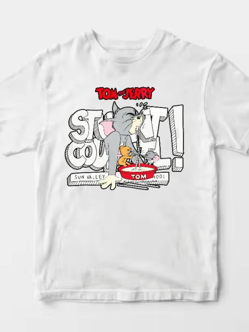 Tom Vs Jerry Slurpy Milk Battle Retro Unisex T-Shirt