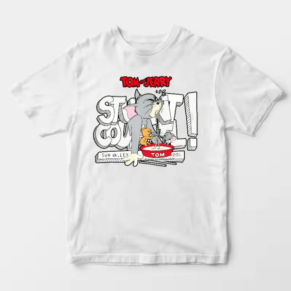 Tom Vs Jerry Slurpy Milk Battle Retro Unisex T-Shirt