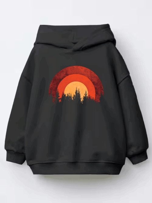 Twilight Pines Sunset Kids Hoodie