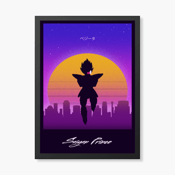 Vegeta Saiyan Royalty Neon Dragon Ball Tribute Poster