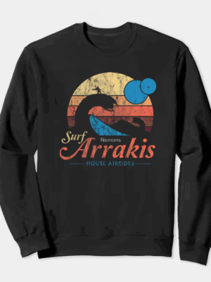 Visit Arrakis Vintage Distressed Sci Fi Desert Crewneck Sweatshirt