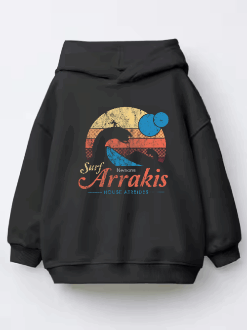 Visit Arrakis Vintage Distressed Sci Fi Desert Kids Hoodie