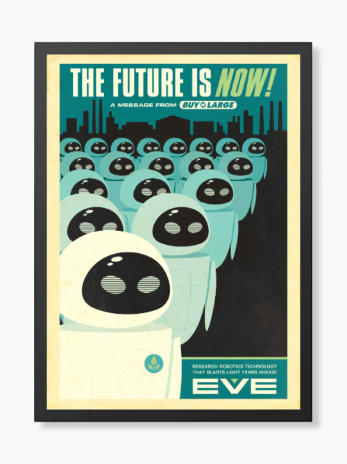 Wall-E Faces of Eve Retro Disney Art Poster