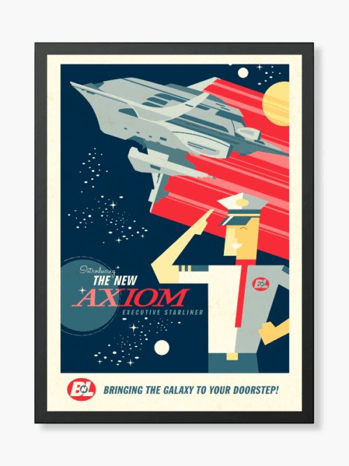 Wall-E New Axiom Retro Voyage Poster Poster