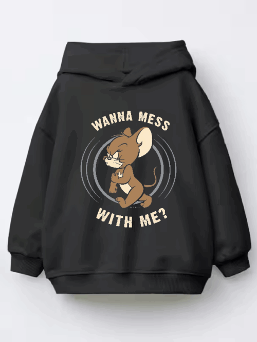 Wanna Mess With Me Angry Jerry Cartoon Kids Hoodie