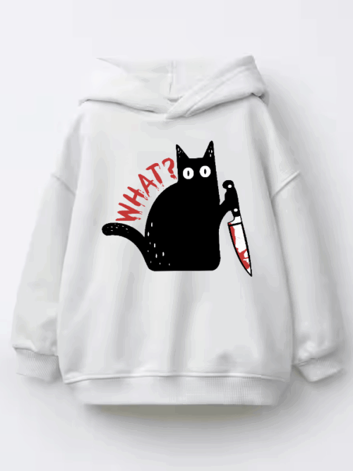 What Black Cat Knife Situation Kids Hoodie