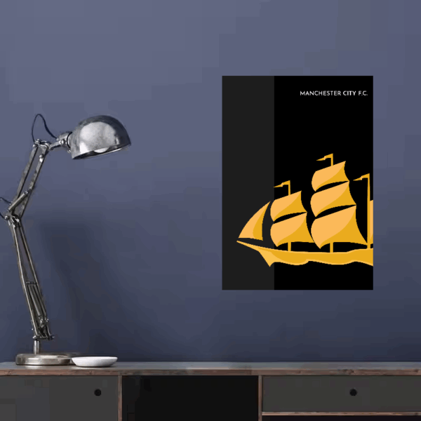 Yellow Ship Manchester City FC Black Edition Poster