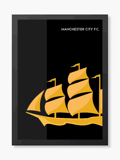 Yellow Ship Manchester City FC Black Edition Poster