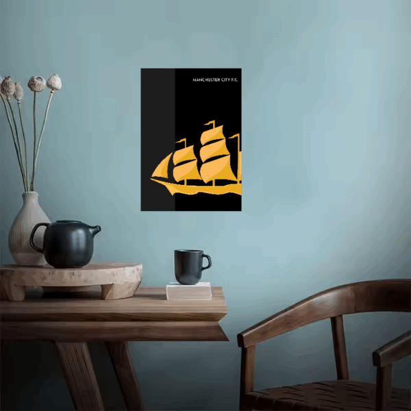 Yellow Ship Manchester City FC Black Edition Poster